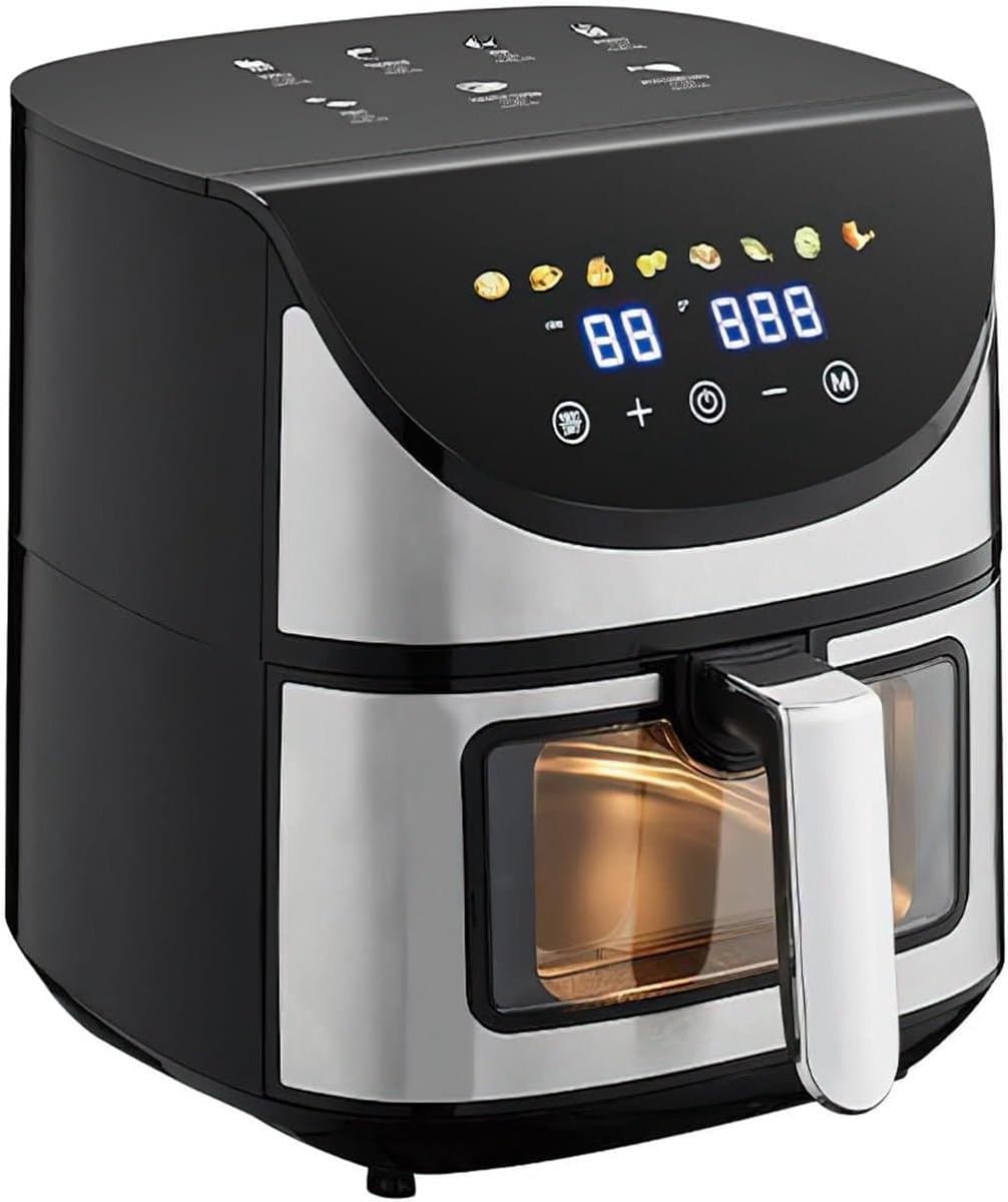Heteluchtfriteuse - Airfryer Olievrij - Gezond Koken - Met Kijkvenster - 7 Liter - Zwart — afbeelding 1