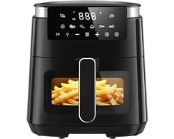 Heteluchtfriteuse XXL - Airfryer Oven - Gezond Koken - Kijkvenster met Verlichting - 5.5 Liter - Zwart