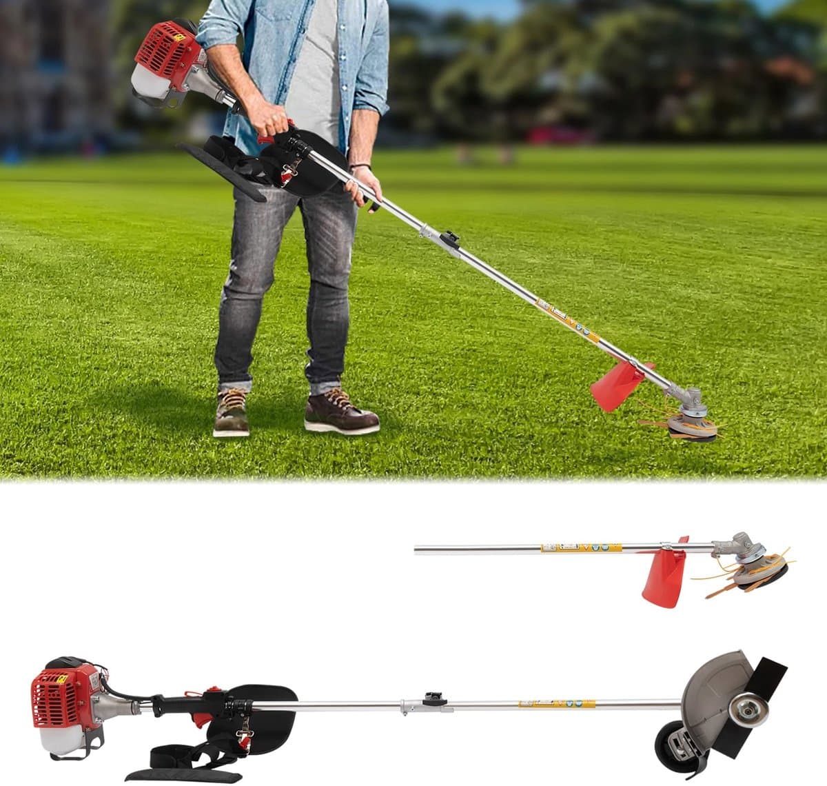 Dailygoods 26cc/43cc 2-takt motor, gazonmaaier, duwmaaier, benzine grasmaaier, voor boerderij en boomgaard, anti-roest — afbeelding 1