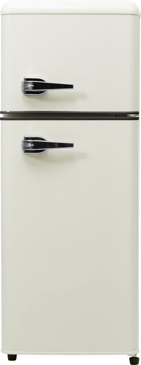 Merax Retro Mini Koelkast met Vriezer 92L Volume - 64L Koelkast met 28L Vriezer - Tafelmodel Koel- Vriescombinatie met Verstelbare Poten - Antiek Wit — afbeelding 1