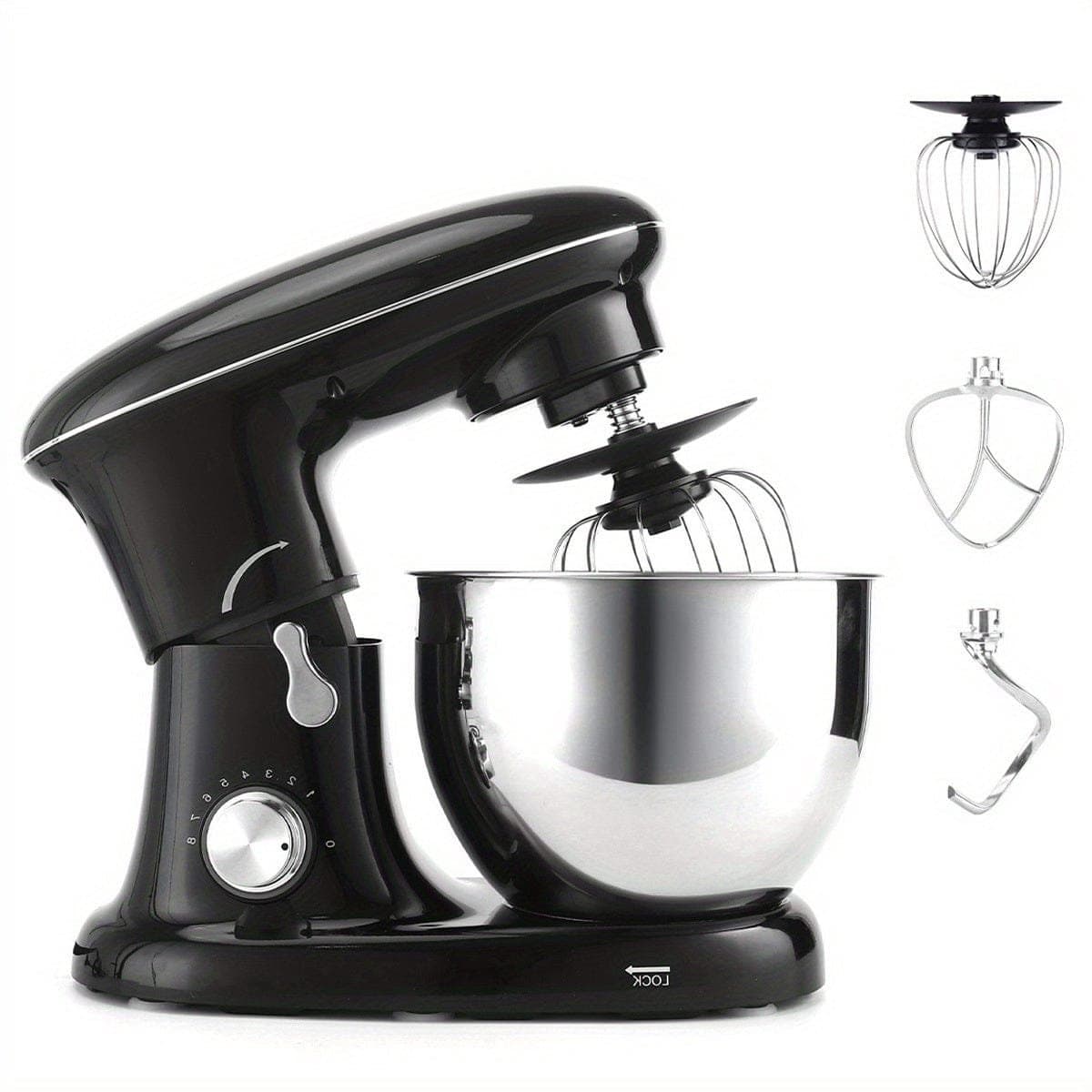 Keukenmixer – Mengmachine – Bakmixer – Deegkneder – Standmixer – 1400W Krachtige Motor – 4,5 Liter RVS Mengkom – Zwart — afbeelding 1