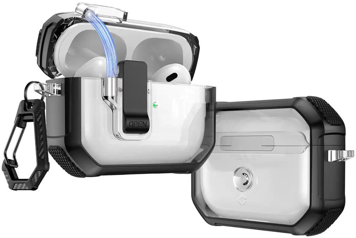 Coverzs TPU Rugged case met lock geschikt voor AirPods 4 - TPU Hoesje - Hoesje met slot - Optimale bescherming & Veiligheid — afbeelding 1