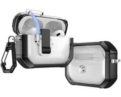 Coverzs TPU Rugged case met lock geschikt voor AirPods 4 - TPU Hoesje - Hoesje met slot - Optimale bescherming & Veiligheid