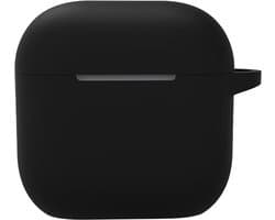 Hoesje - Geschikt voor Apple AirPods 5 - met Clip - Siliconen Hoes - Silicone Case Cover - Zwart
