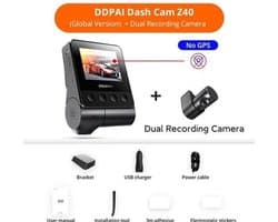 Dashcam voor Auto - Dual Dashcam 2.7K 1944P - Auto Camera Recorder - 360° Draaibaar - Sony IMX335 Sensor - 24H Parkeermodus - H.265 Video - Zwart - Zonder GPS