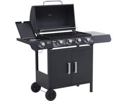 Sunny Barbecue-grill trolley op gas met thermometer RVS zwart 122 x 55 x 98 cm