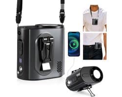 6000mAh oplaadbare handsfree draagbare lichaamsverkoeler, heup- en riemventilator met ijskoelfunctie, nekventilator met nekkoord en LED-verlichting voor buitenactiviteiten