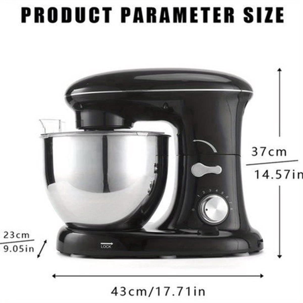 Keukenmixer – Mengmachine – Bakmixer – Deegkneder – Standmixer – 1400W Krachtige Motor – 4,5 Liter RVS Mengkom – Zwart — afbeelding 1