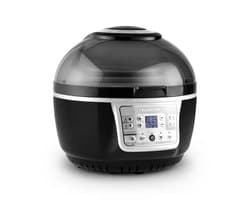 Klarstein VitAir Turbo Heteluchtfriteuse - 1400 W heteluchtfriteuse, Airfryer met 10 liter garruimte, 50 tot 230 °C, Timer, Halogeen-infrarood verwarmingselement, Koepeldesign, zwart-grijs