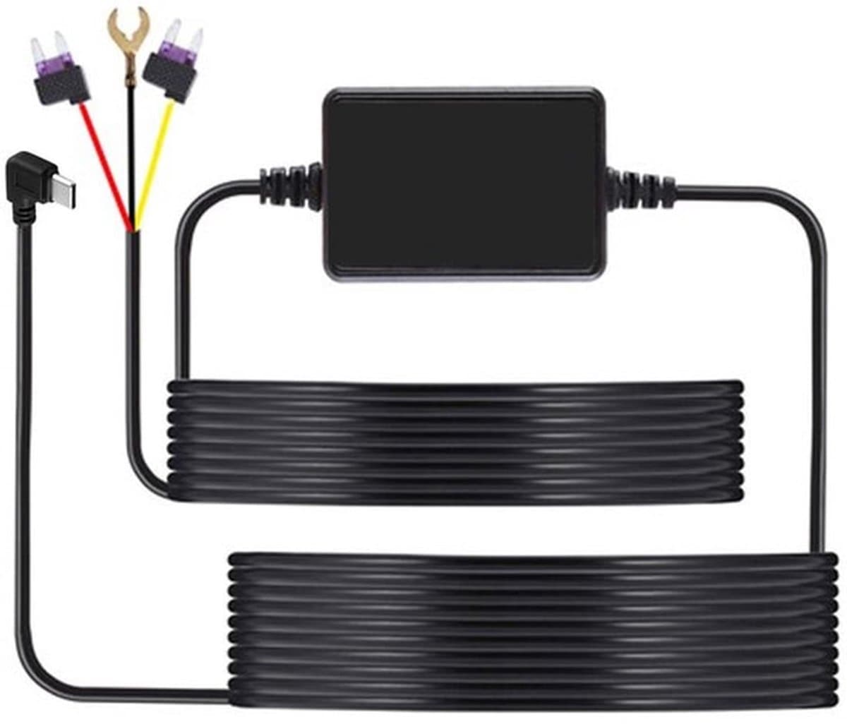 Inbouwset hardwire voor dashcam - Type-C aansluiting - Laagspanningsbeveiliging - 12V/24V naar 5V - Eenvoudige installatie - Parkeerbewaking — afbeelding 1