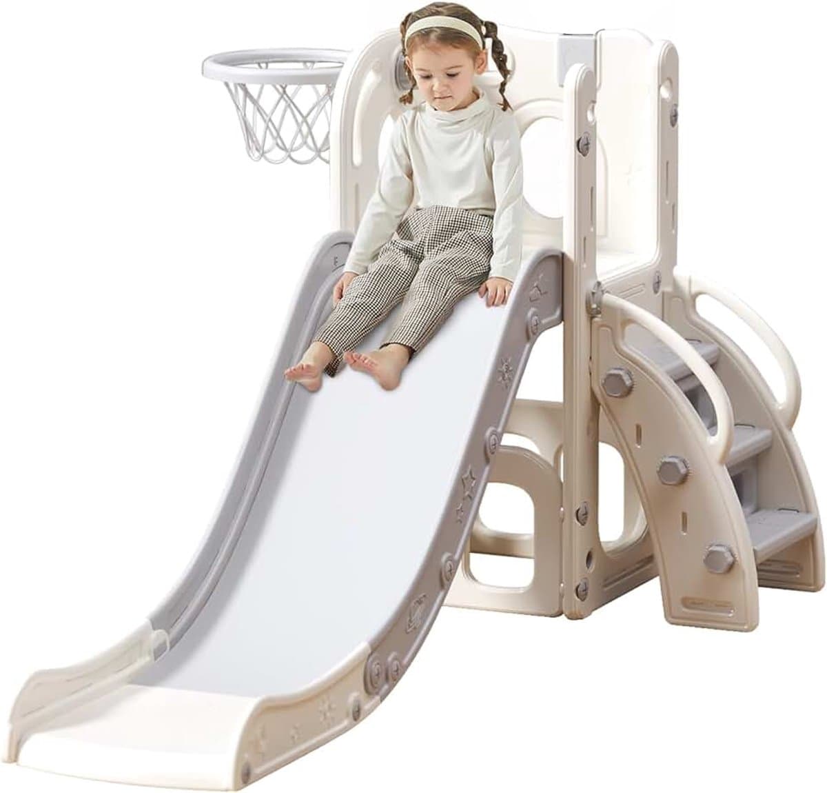 Kinderglijbaan, extra lange glijbaan voor peuters met loophek, opbergruimte en antislip treden, vrijstaand speelset voor binnen en buiten, glijbaanlengte voor peuters van 1–6 maanden — afbeelding 1