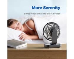Mini Tafelventilator USB Oplaadbaar 4000mAh - Stil Bureauventilator - 4 Snelheden - Opvouwbaar & Draagbaar Zwart