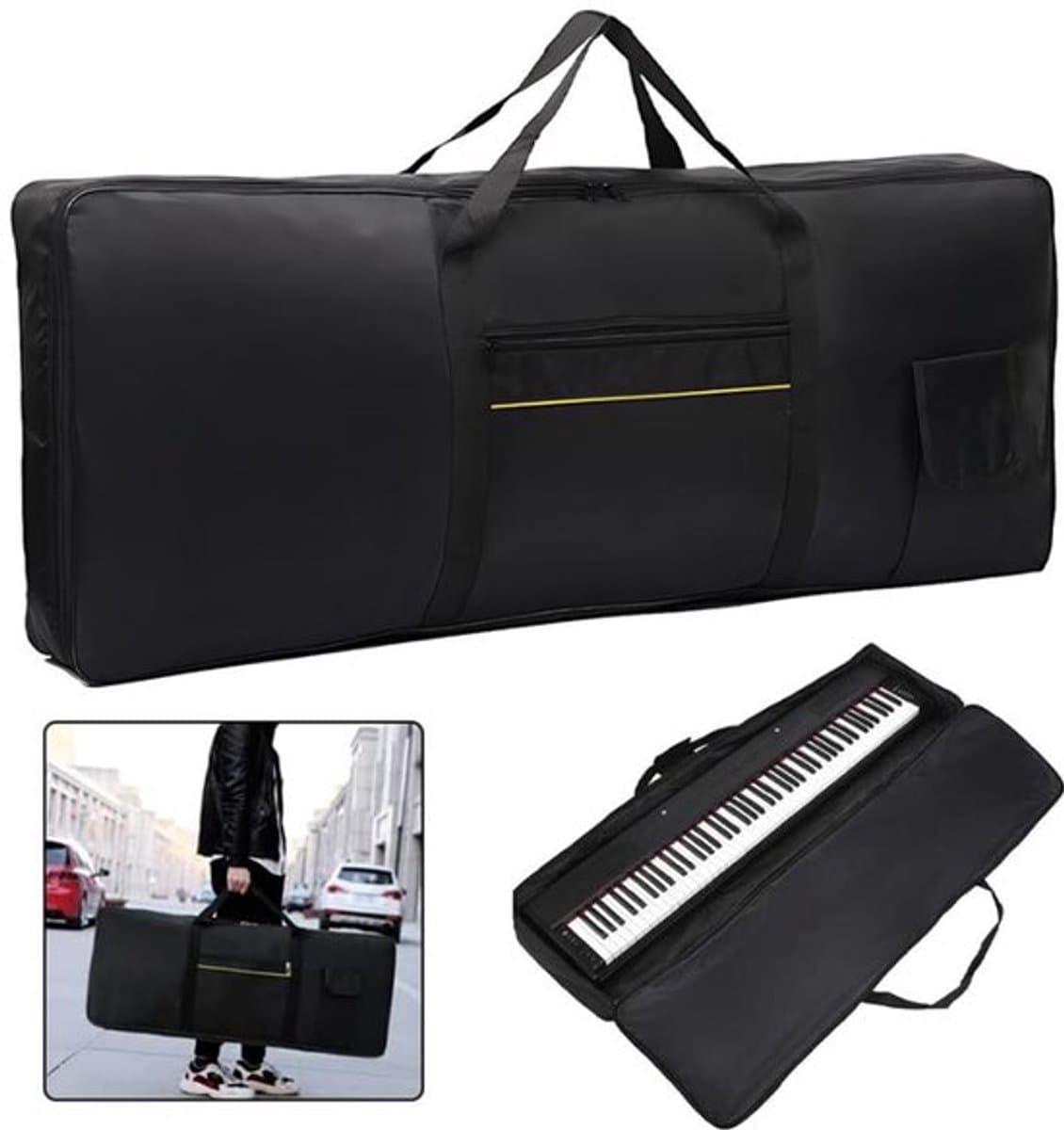 Keyboardtas - Toetsenbord Gig Bag - 61 Toetsen Instrument Keyboard Bag - 420D Oxford - Universele Keyboard Tas - Toetsenbord tassen Case - Perfect voor Het Vervoer Van Toetsenborden, Muziekaccessoires en Meer - Zwart — afbeelding 1
