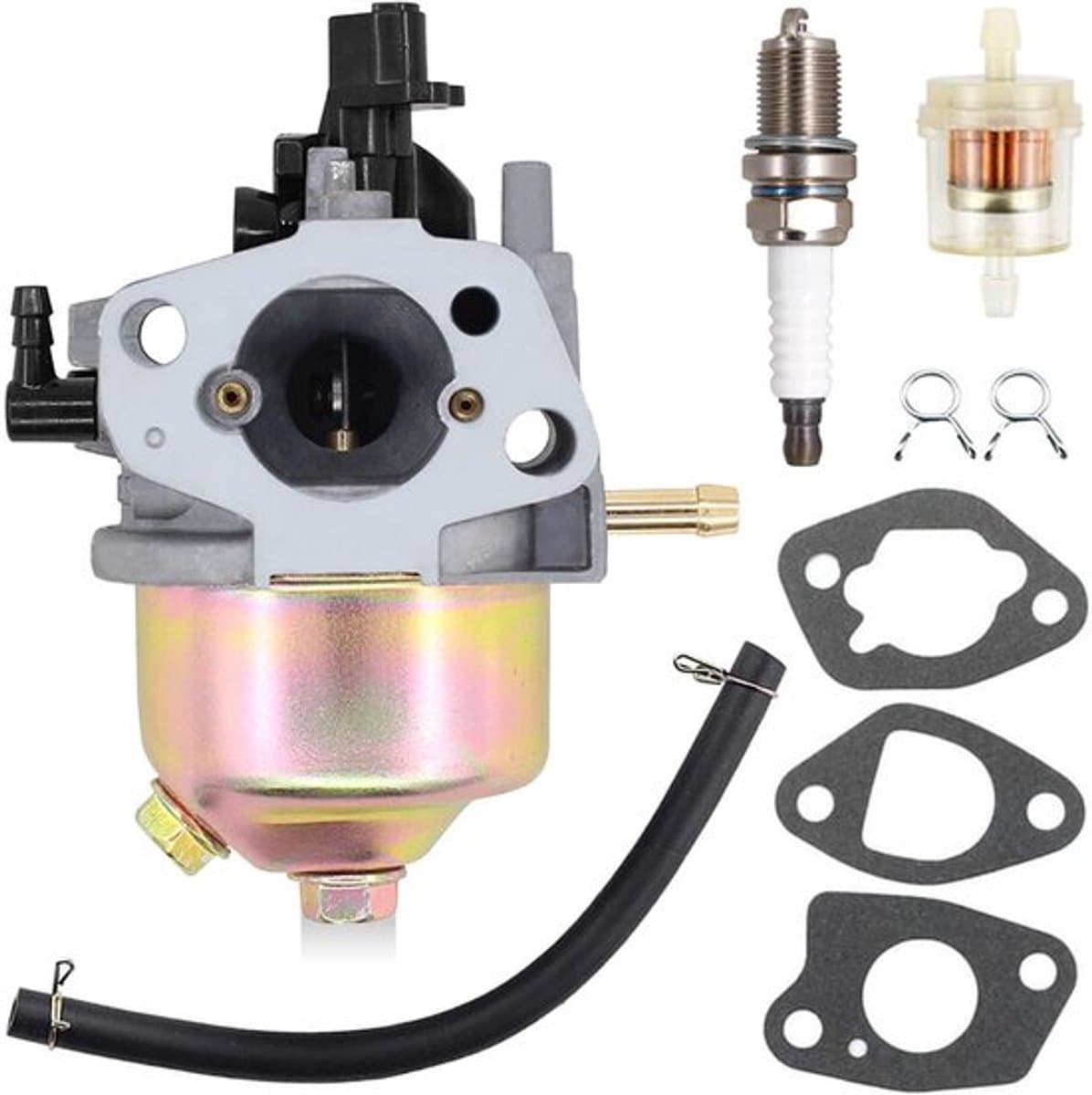 Carburateur - Grasmaaier onderdelen - Inclusief bougie en brandstoffilter - Voor Mountfield modellen - Perfect voor onderhoud en vervanging — afbeelding 1