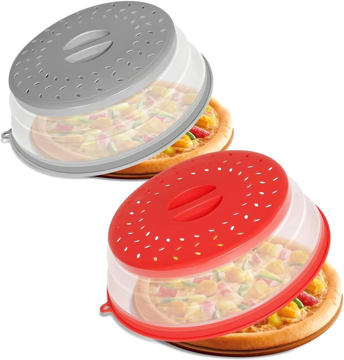 Opvouwbare magnetron deksel, set van 2 magnetronkappen, microgolfovenafdekkingen 27 cm, magnetron afdekkap met haken - ShopVlot — afbeelding 1