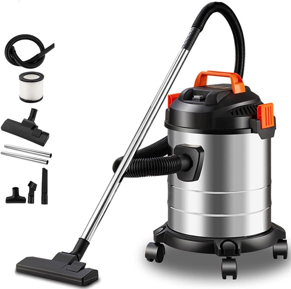 Stofzuiger - Nat en Droog Stofzuiger - 20L - 1200W - 18 kPa Zuigkracht - met 4 Zwenkwielen - Zwart — afbeelding 1