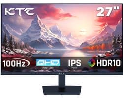 KTC H27T27 Gaming Monitor, 27-inch 2560x1440 QHD IPS-scherm, 100Hz verversingssnelheid, HDR10, 1ms responstijd, Adaptive-Sync, Low Blue Light en Flicker-Free, VESA-muurbevestiging, 2*HDMI 2.0, 1*DP 1.4, 1*hoofdtelefoonaansluiting
