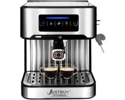 Espresso Koffiemachine, Compact Ontwerp, Melkopschuimfunctie, Lichtgrijs