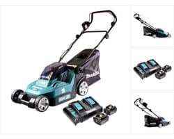 Makita DLM 382 CT2 accu grasmaaier 36 V ( 2x 18 V ) 38 cm 40 L + 2x accu 5.0 Ah + dubbele lader