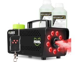 Party Rookmachine - Fuzzix F509L - Rookmachine met 9 RGB LEDs - Met 2 liter rookvloeistof - Zwart