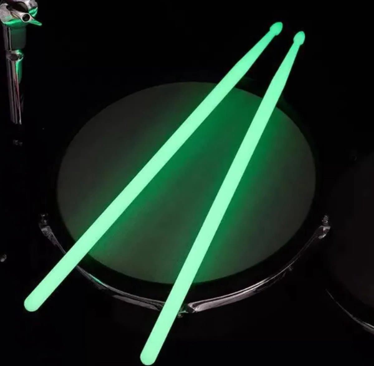 Glow in The Dark Drumstokken Groen Neon Nylon - 1 Paar - 5A Drumstokken - Lichtgevende drumstokken in het donker Kado Drummer - Cadeau Drummer - — afbeelding 1