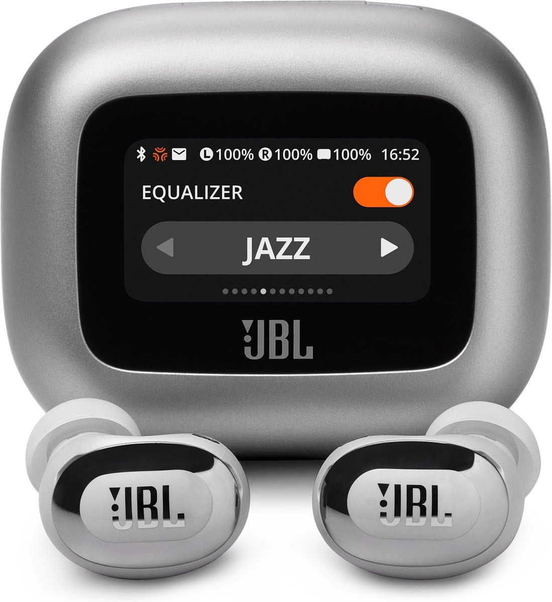 JBL Live Buds 3 - Draadloze Noise Cancelling Oordopjes - Bluetooth Oortjes - In-ear - Smart Charging Case met Display - 40 uur batterij - Zilver — afbeelding 1