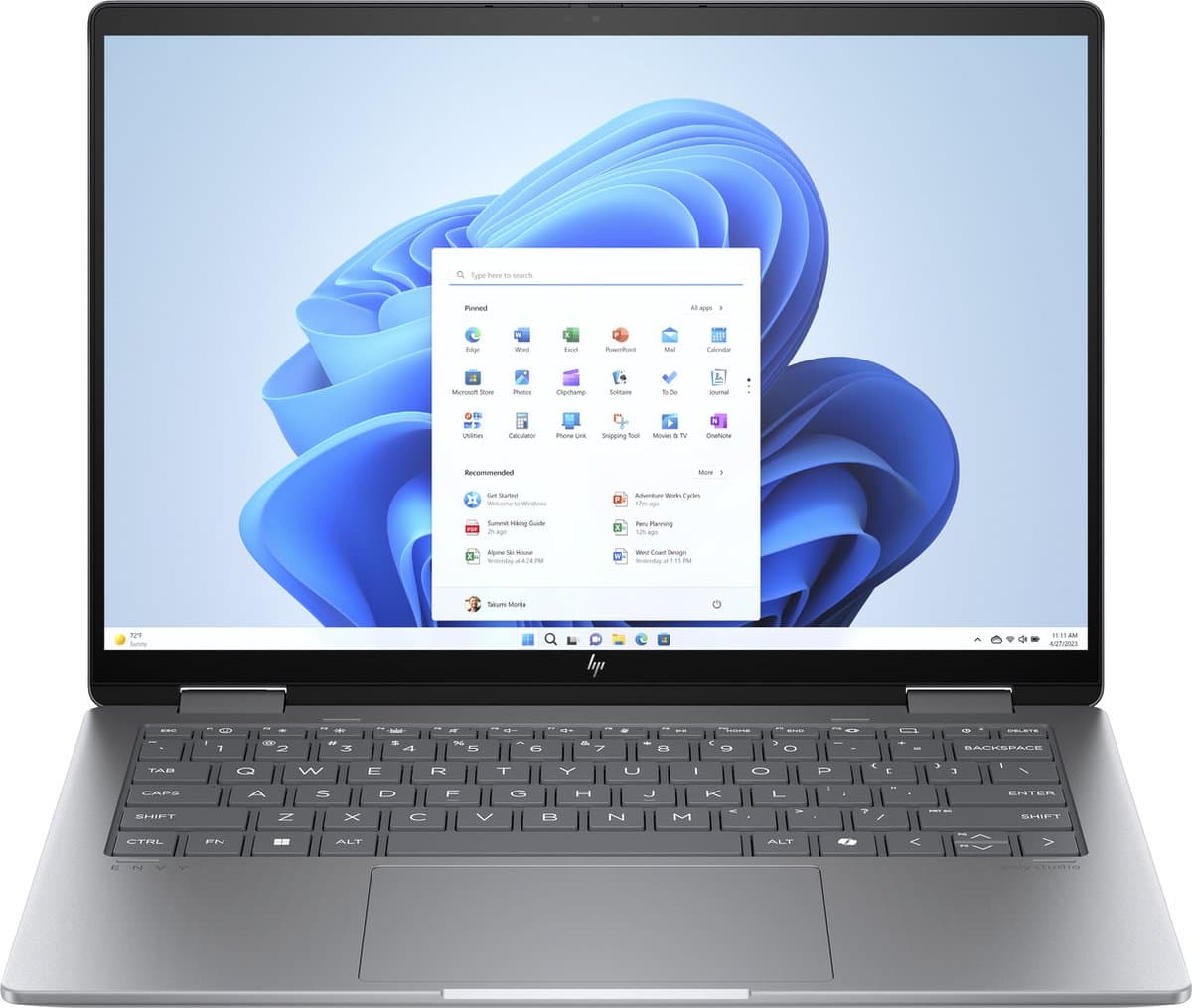 HP ENVY x360 14-fa0970nd AMD Ryzen™ 7 8840HS Hybride (2-in-1) 35,6 cm (14") Touchscreen 3K 16 GB LPDDR5-SDRAM 1 TB SSD Wi-Fi 6E (802.11ax) Windows 11 Home AI PC Zilver — afbeelding 1