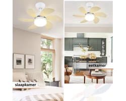 Plafondventilator met Verlichting - 6 Standen en Timer - Incl. Afstandbediening - Winter en Zomer Functie - Stil - Slaapkamer - Woonkamer - E27 fitting - Plafond Ventilator - Hout