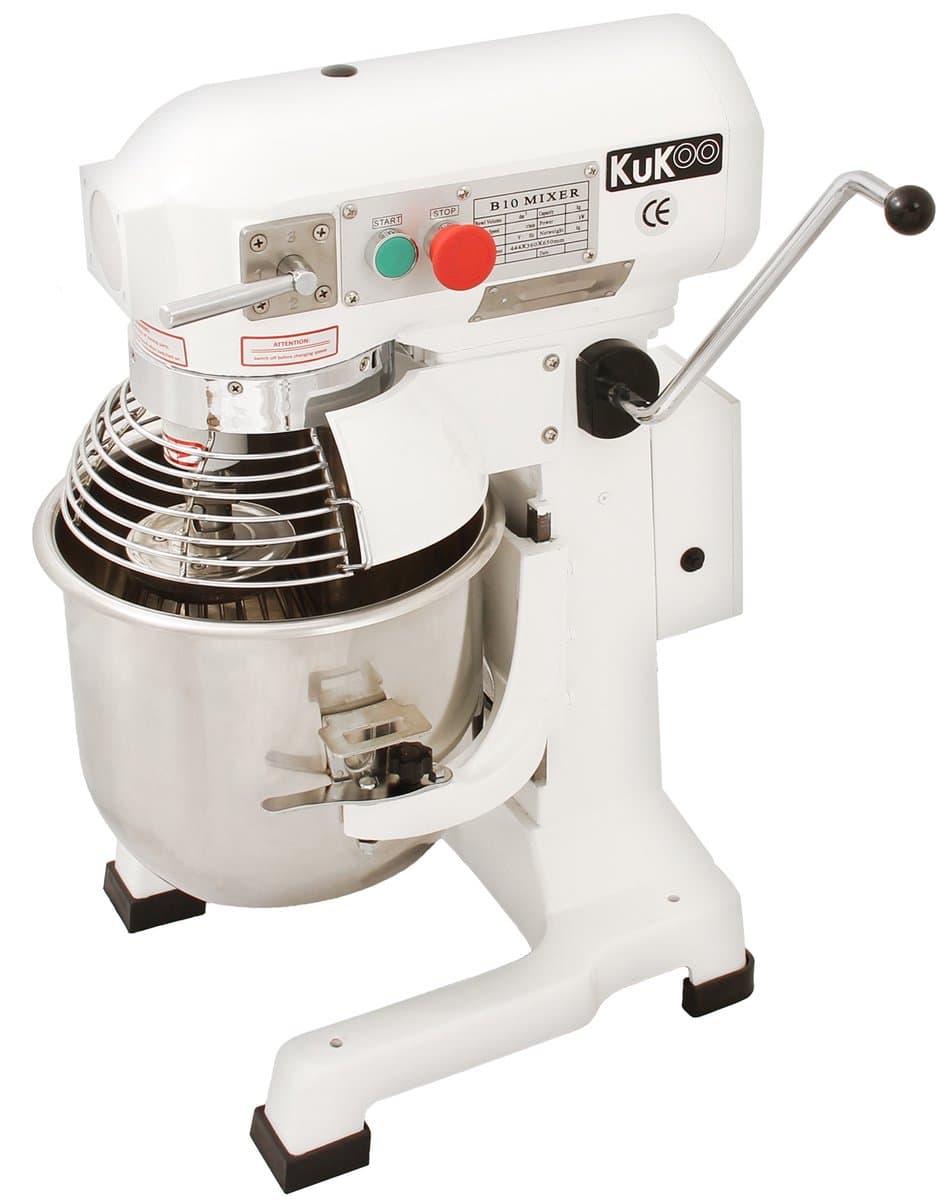 Commerciële Voedsel Mixer / Spiraalmixer - 10 Liter - 3 Versnellingen - 3 Opzetstukken - GRATIS Deeg Schraper. - Maximaal gewicht: 1 kg/Mix — afbeelding 1