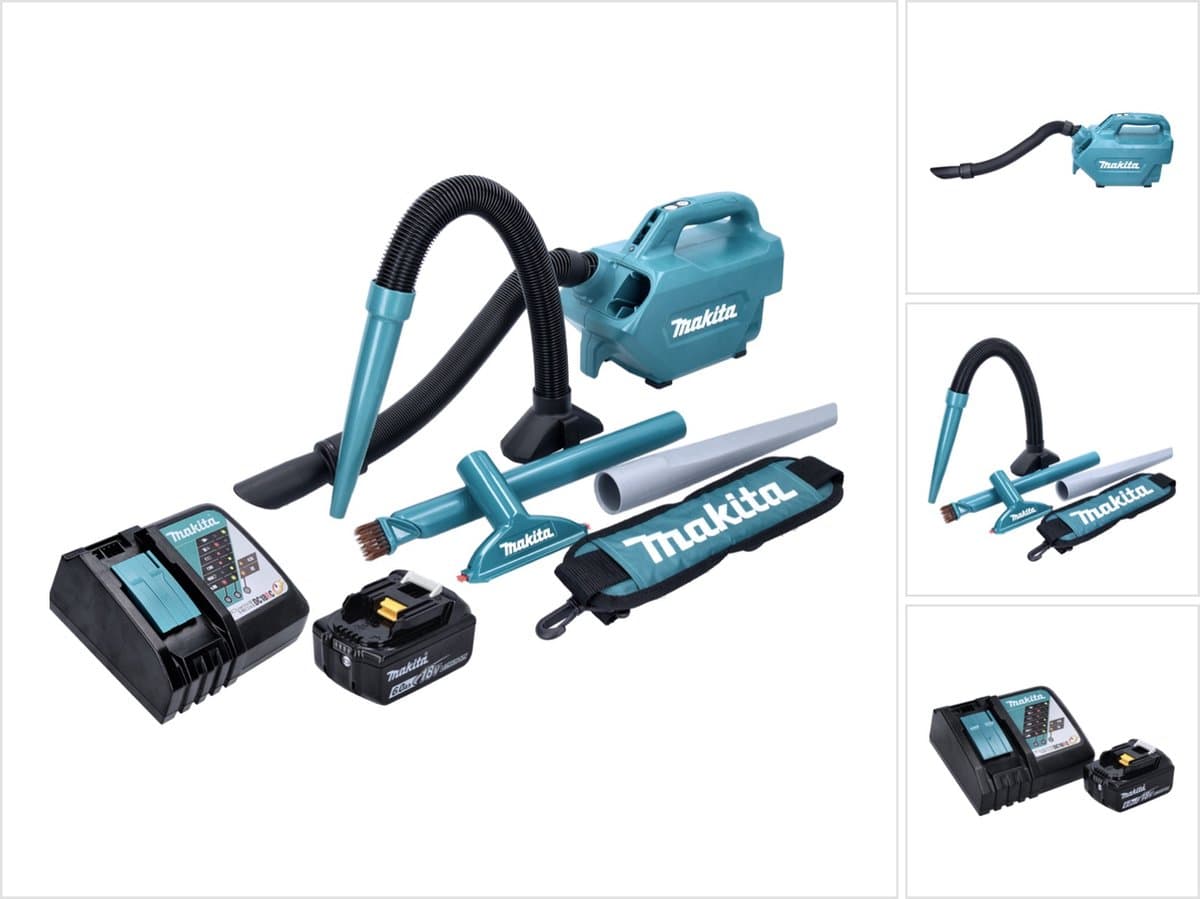 Makita DCL 184 RG1 accustofzuiger 18 V 54 mbar 0,5 l + 1x accu 6,0 Ah + oplader — afbeelding 1