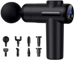 SnelShoppen - Mini-massagepistool met 99 snelheden, 8 massagekoppen, compact massageapparaat voor spierherstel, ontspanning en pijnverlichting