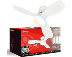 BRILONER Lufito - Plafondventilator met verlichting - LED plafondlamp met ventilator - ventilator lamp zomer- en wintermodus - dimbaar - CCT - Ø60 - wit