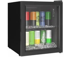 ECTEATOY® Drankenkoelkast Mini Koelkast - Vrijstaand Stil (39dB) & Glazen Deur - Voor 59 Blikjes - 46L - Zwart