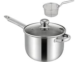 Mini Friteuse - Roestvrij Staal - Koken Vis Kip - Gelijkmatige Verwarming - 15x20x15 cm - Zilver