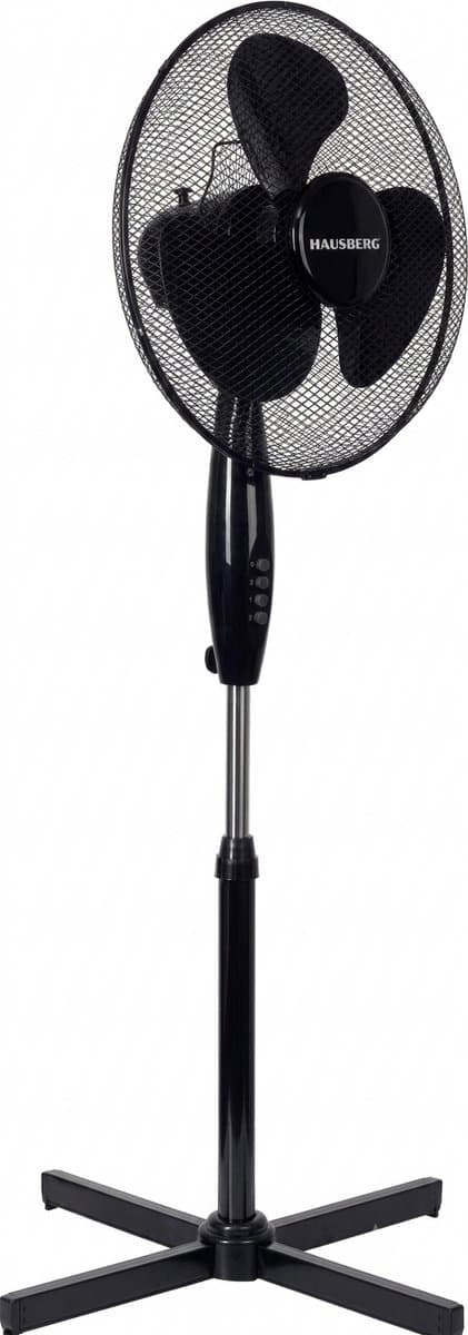 HAUSBERG - Staande Ventilator – 16 inch – 3 Snelheden – Oscillatiefunctie – Verstelbare Hoogte – Stil (≤65 dB) – 40-55W – Metalen Rooster – Zwart — afbeelding 1