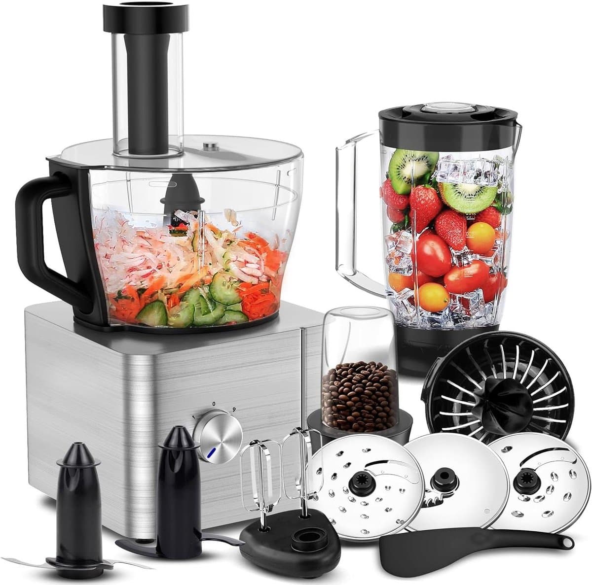 Keukenmachine - Food processor - Koken en bakken - 11-in-1 functionaliteit - 32 liter kom - Zilver — afbeelding 1