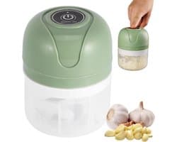 Eiersnijder hakmolen - Groen - 250 ml - Elektrische Mini Keukenmachine met 6 Messen - Voor Thuis en Camping