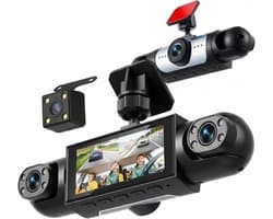 Dashcam voor auto - Zwart - 7 x 14 x 10 cm - 4-kanaals 360 graden bewaking - Met nachtzicht en achteruitrijhulp
