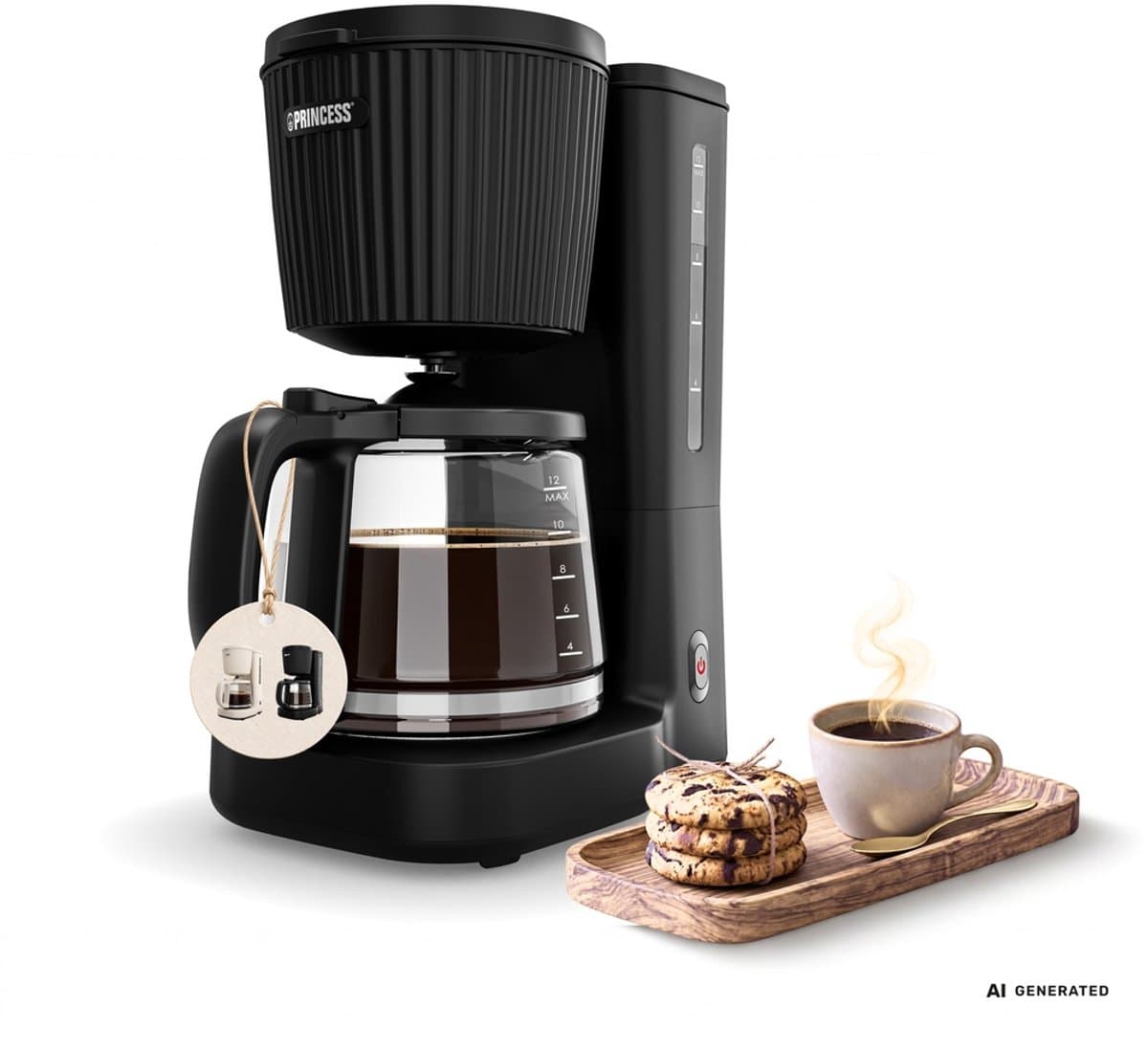Princess Coffee Maker Wave Koffiezetapparaat – 1,5 L Glazen Kan – 1000 W – Zwart/RVS - 246058 — afbeelding 1