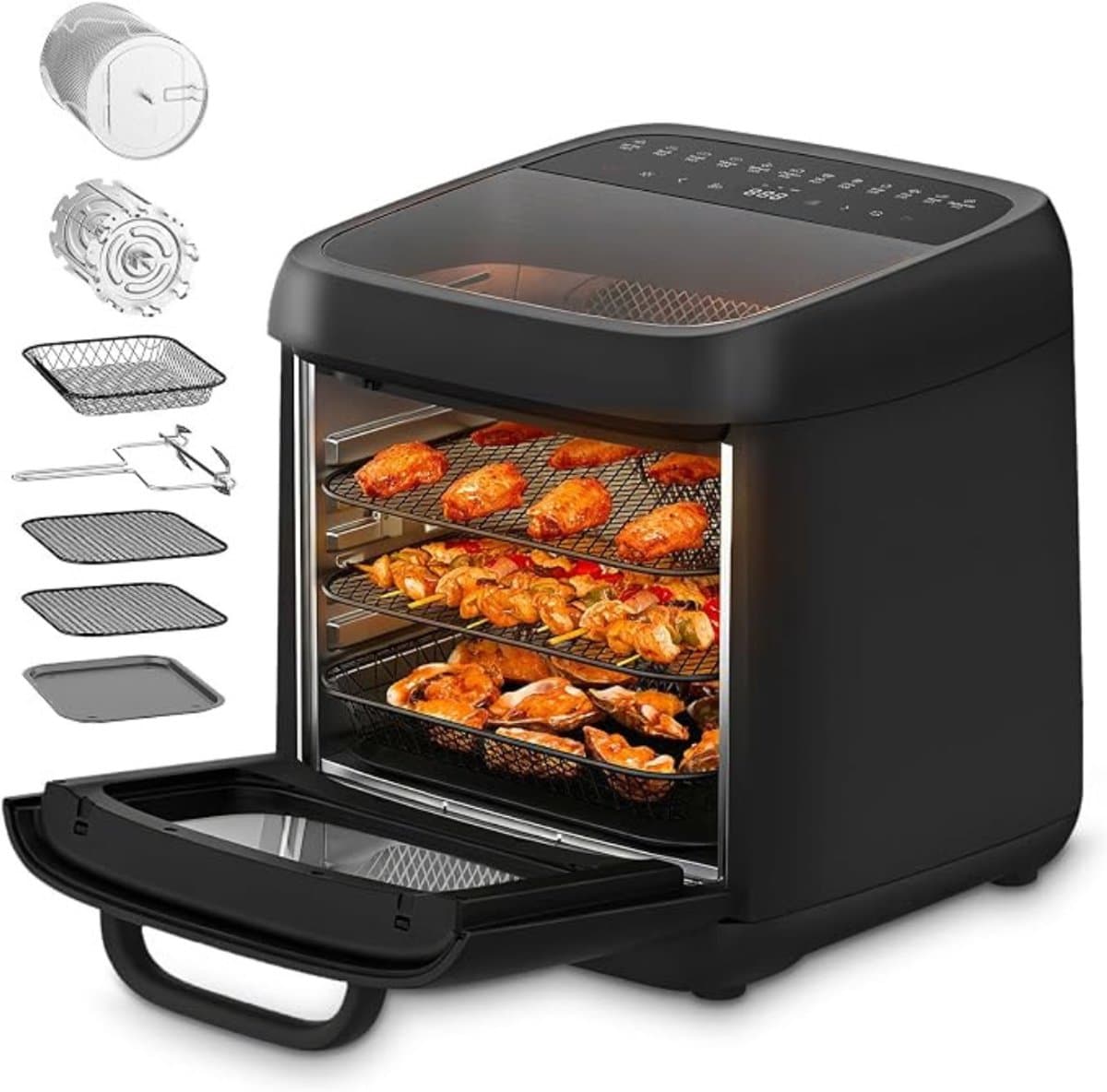 Thuys - Airfryer XXL 12 Liter – Heteluchtfriteuse Oven – 12 Programma’s – 3 Niveaus – 1800W – Kijkvenster & Binnenverlichting – Zwart — afbeelding 1