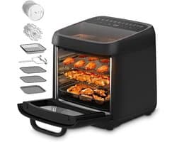 Thuys - Airfryer XXL 12 Liter – Heteluchtfriteuse Oven – 12 Programma’s – 3 Niveaus – 1800W – Kijkvenster & Binnenverlichting – Zwart