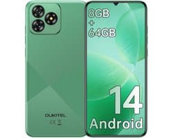 OUKITEL C53 mobiele telefoon, 6,6 inch HD, 8GB RAM+64GB uitbreidbaar tot 1TB, 4300mAh batterij, 13MP camera, Android 14