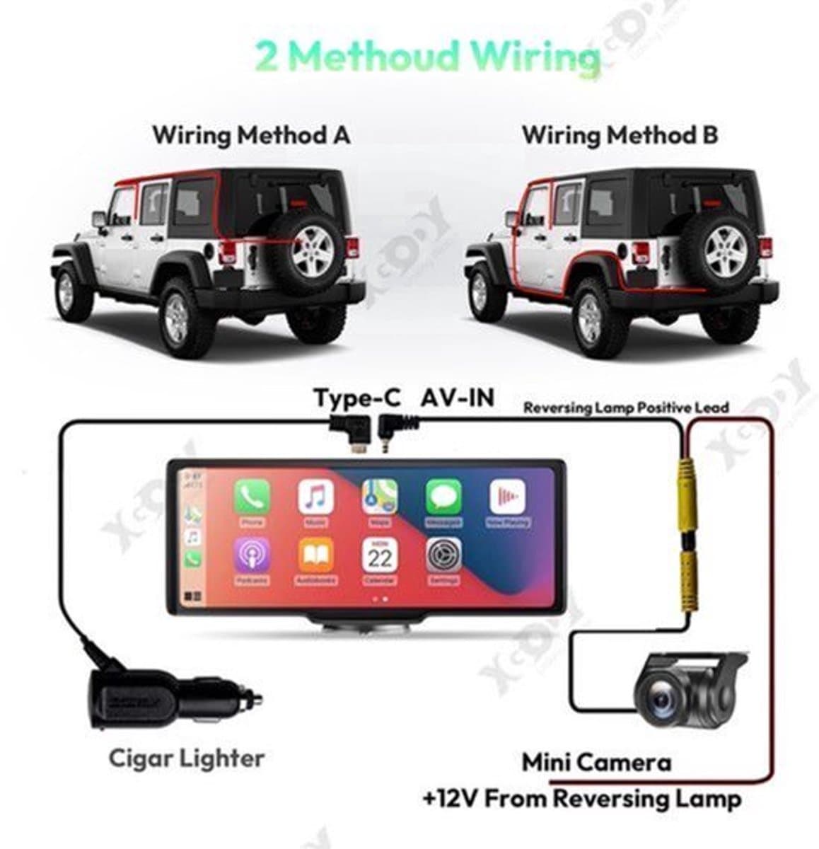 Dashcam Spiegel - Navigatiesysteem Auto - Dashcam voor auto - GPS Navigatie - Draadloze - 4K DVR - Bluetooth Audio - ADAS Systeem - 10.26" - Achteruitrijcamera - 64TF — afbeelding 1