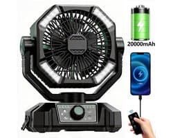 uJOY Ventilator - 8 instelbare ventilatorsnelheden - Automatische oscillatie - Powerbankfunctie - 4 LED-lampen - Kleur groen