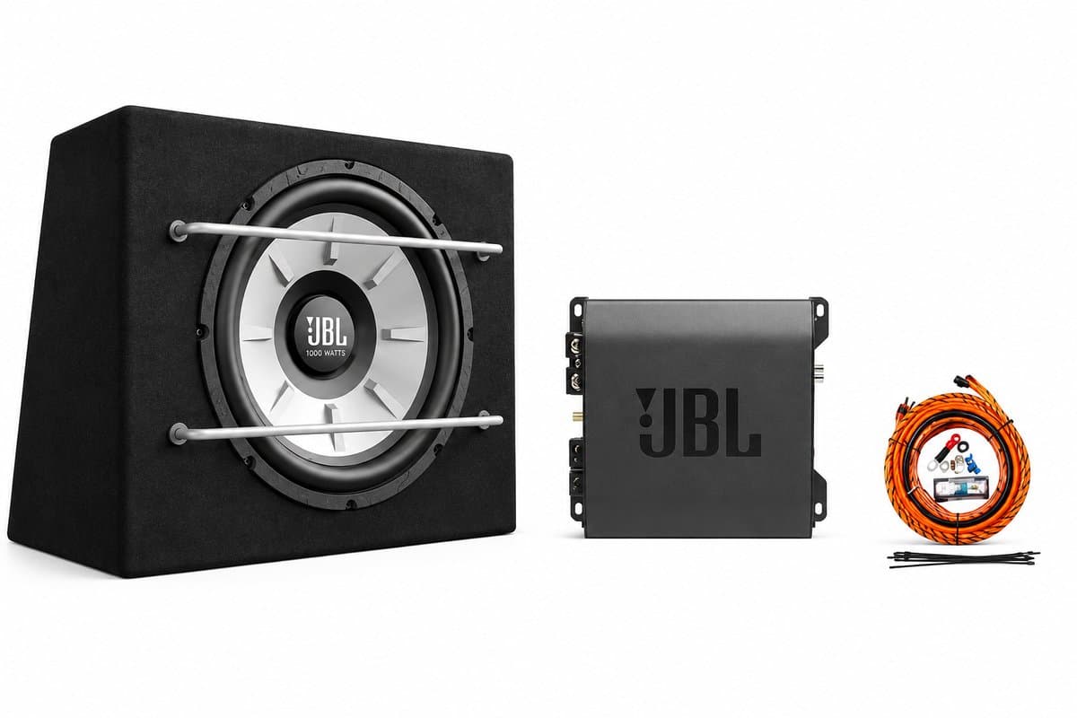 JBL STAGE STARTERPACK1000GT – Subwoofer Set – Stage 1200B 12 Inch – GT 80021 Versterker – Inclusief Kabelset – 1000W — afbeelding 1