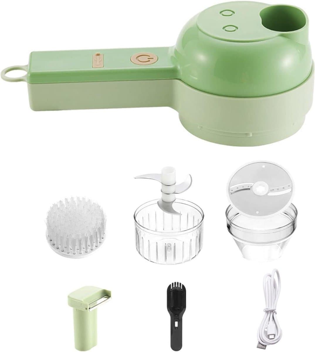 Elektrische Groentesnijder - Keukenmachine - Snel koken - 4-in-1 functie - 20.5 x 9.5 cm - Grijs — afbeelding 1