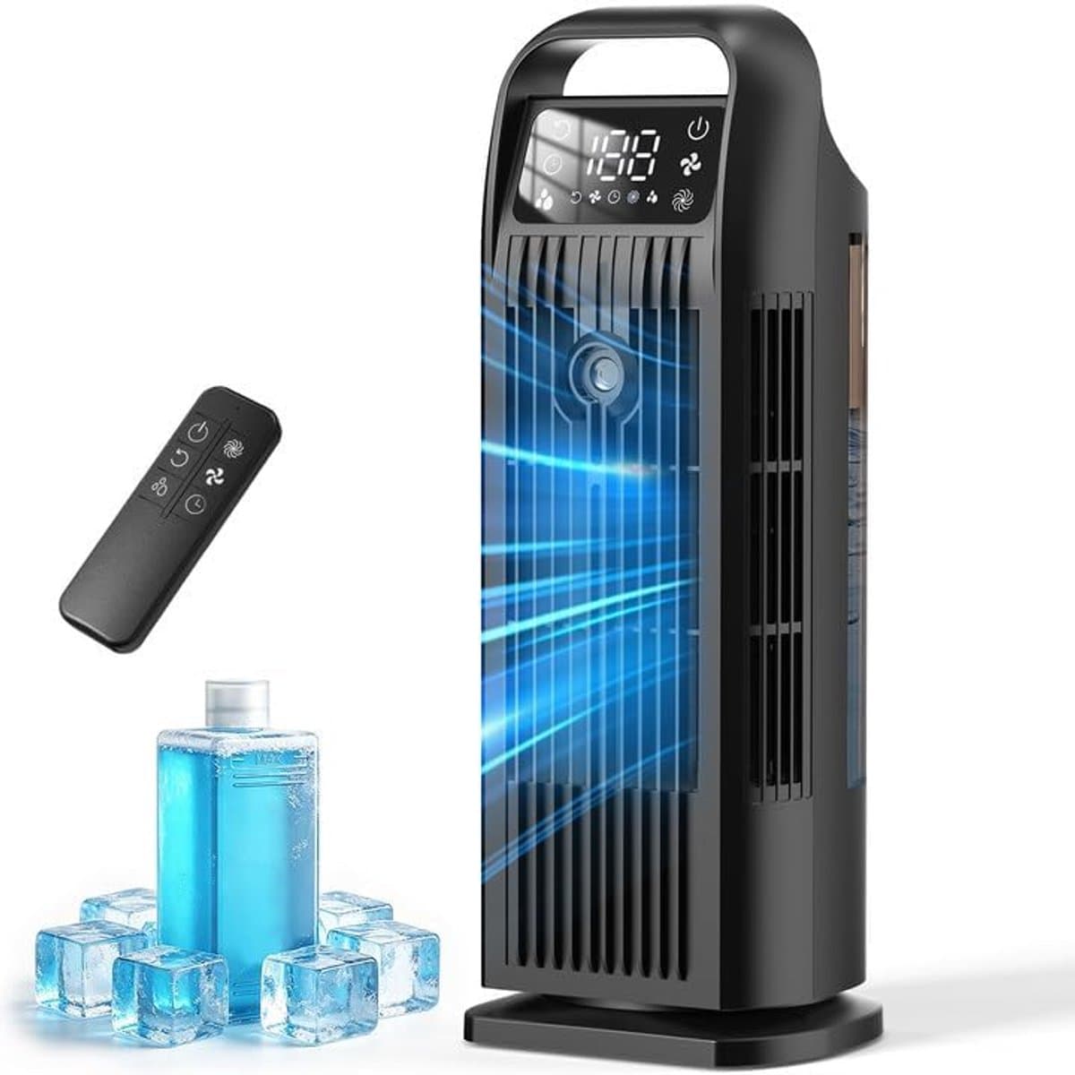 Mobiele Aircooler – 6-in-1 Luchtkoeler – Stil – 120° Oscillatie – 1200 ml – Zwart — afbeelding 1