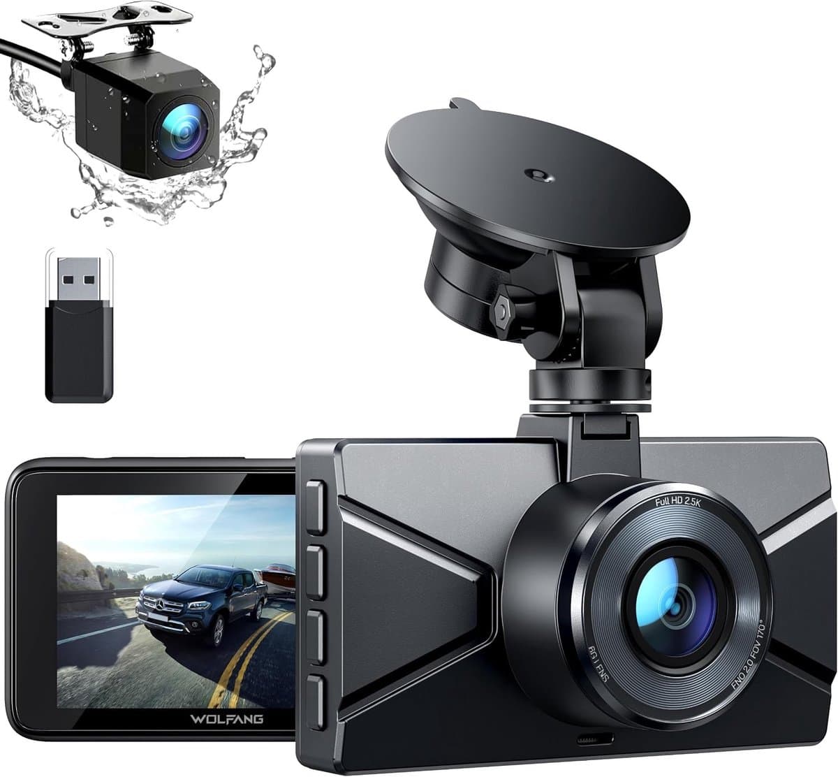 Dashcam - Dual Camera - 2.5K Resolutie - Super Nachtzicht - Voor Auto's — afbeelding 1