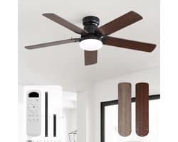 Plafondventilator met Lamp 107 cm – Stil & Dimbaar – Afstandsbediening – 6 Snelheden Zwart