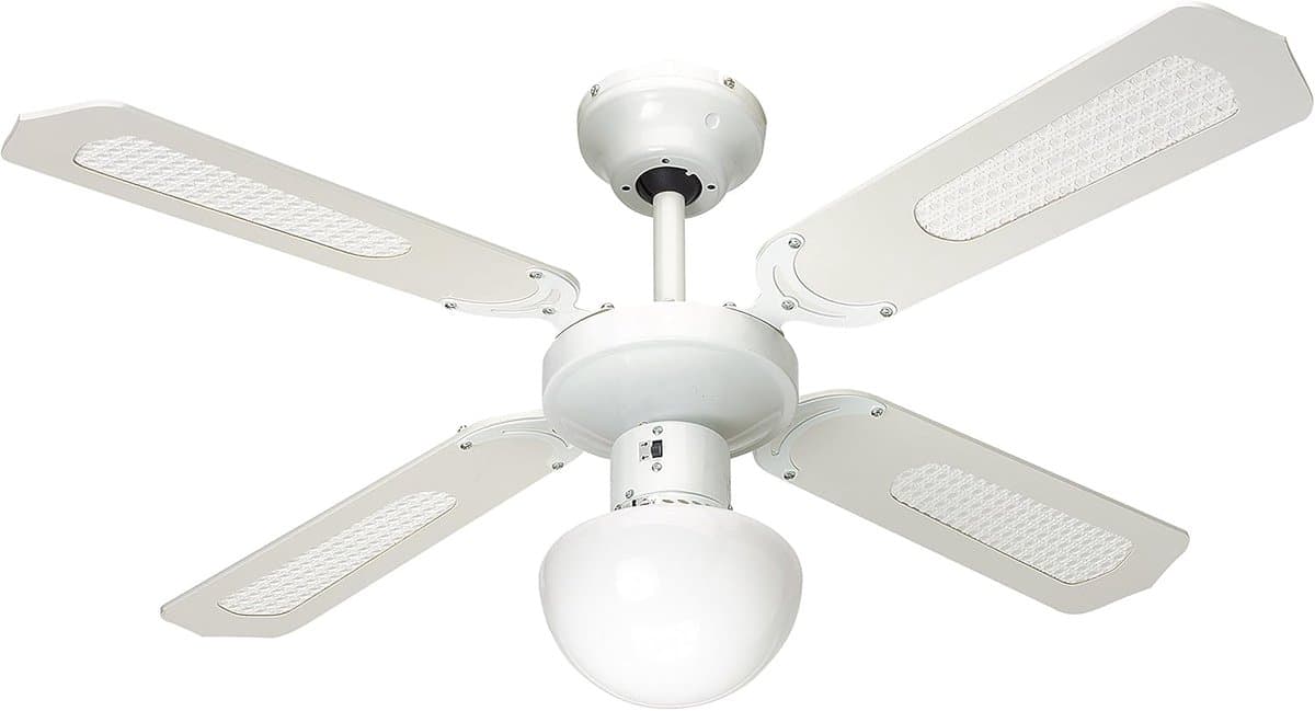 Plafondventilator 107 cm met Licht – 3 Snelheden – E27 Fitting – Wit met Lichtgroene Bladen — afbeelding 1